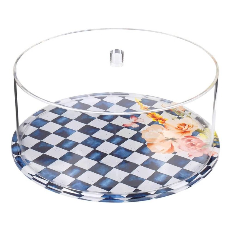 Blue Chic Checkered Lucite Cake Dome | Home Goods | Judaica